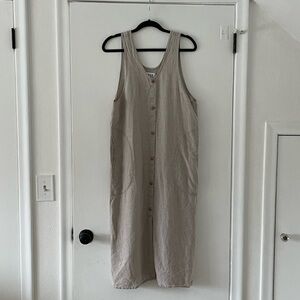 Flax Pinafore Dress in Beige